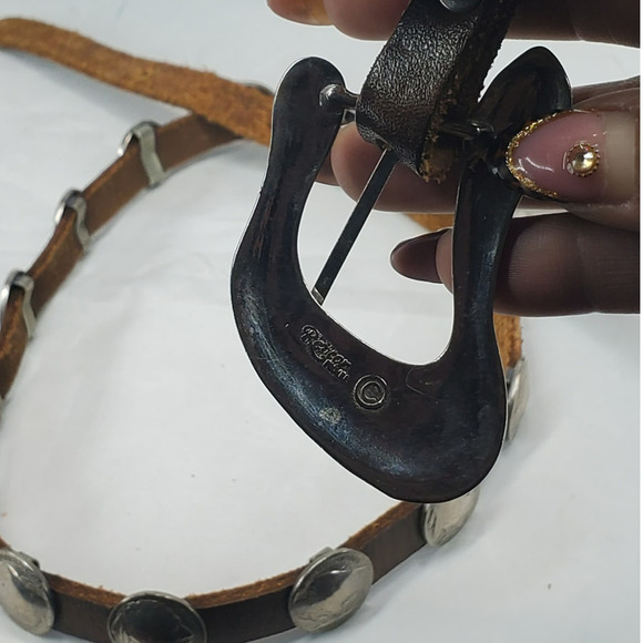 Revcor Vintage Coin Concho Belt Brown Leather 20 Buffalo Nickel 1926-1939